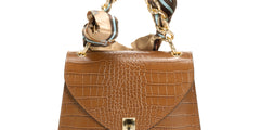 Cognac Italian Leather with Gold Chain Top Handle Bag — Don de Dieu Marque