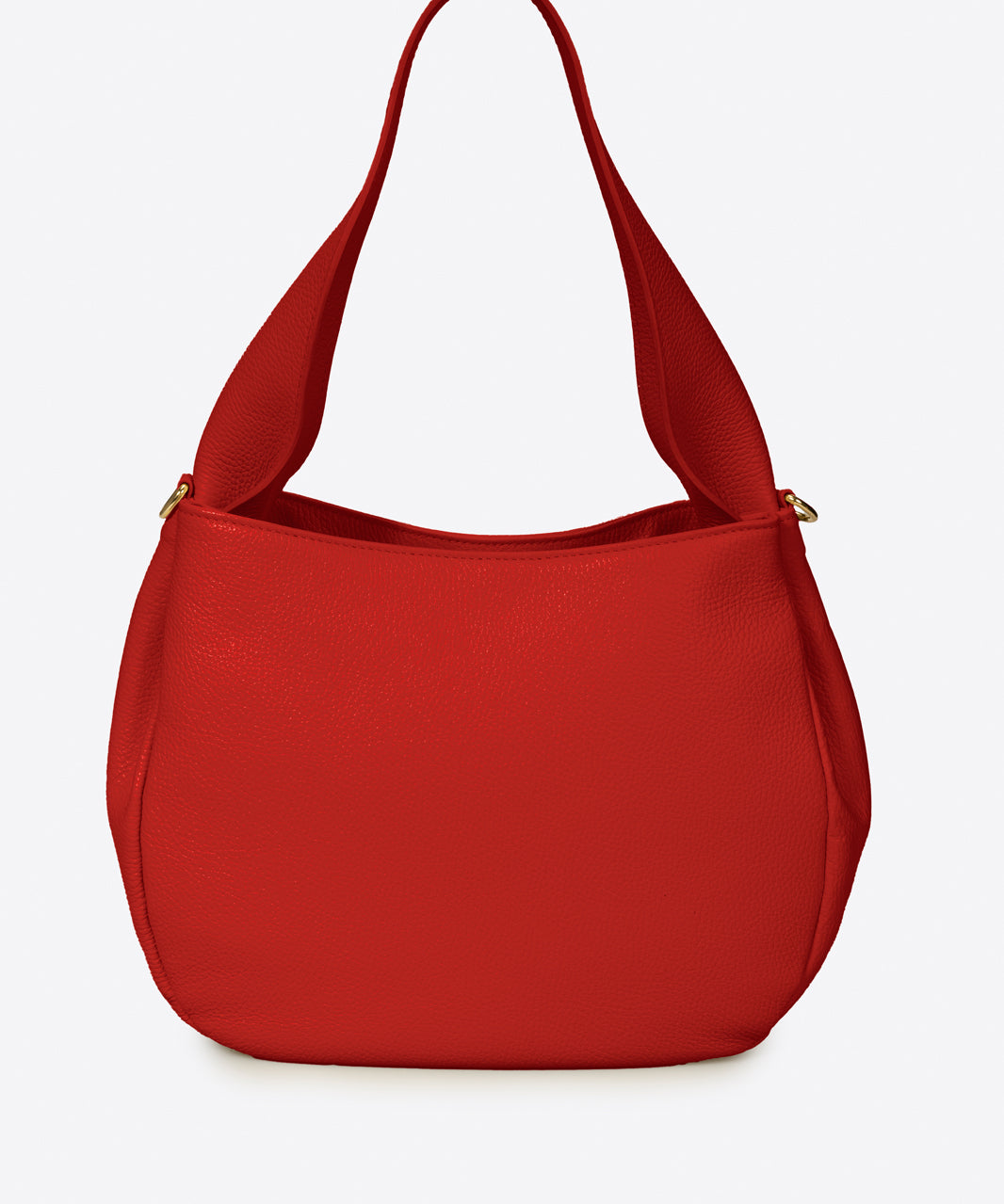 Red Italian Leather Shoulder Bag with golden zipper and beautiful silhouette interior — Don de Dieu Marque