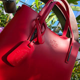 Italian leather handbag in natural setting — Don de Dieu Marque