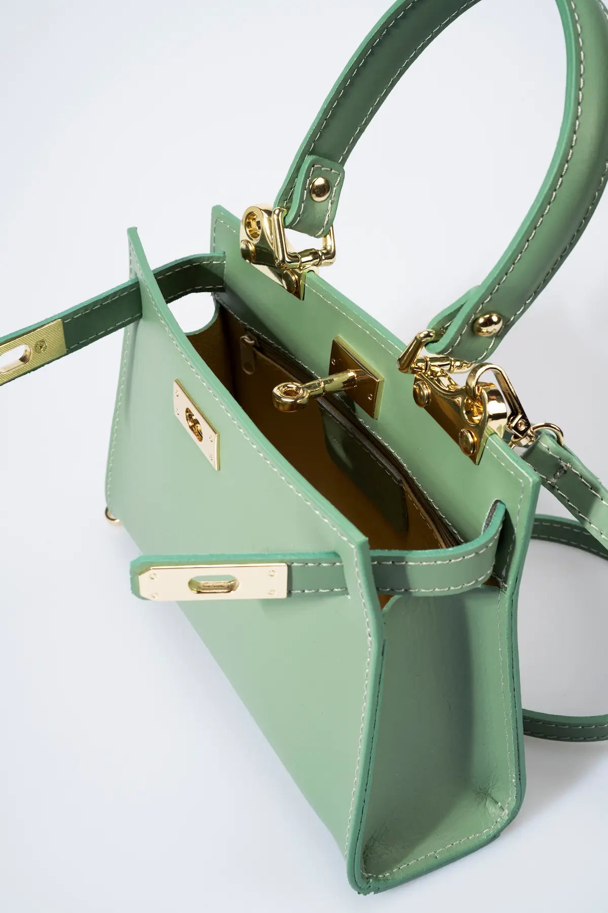 Mint green Italian leather mini bag — Don de Dieu Marque